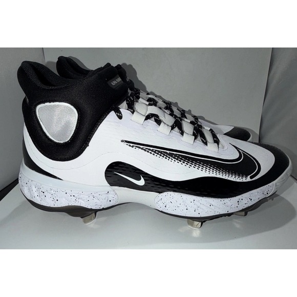 Nike Alpha Huarache Elite 4 Mid White Black Baseball Cleats FD2744-107 Size 9
